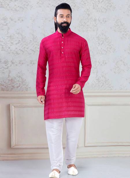 Rani Colour Fancy Festive Wear Designer Latest Kurta Pajama Mens Collection Ks 1113